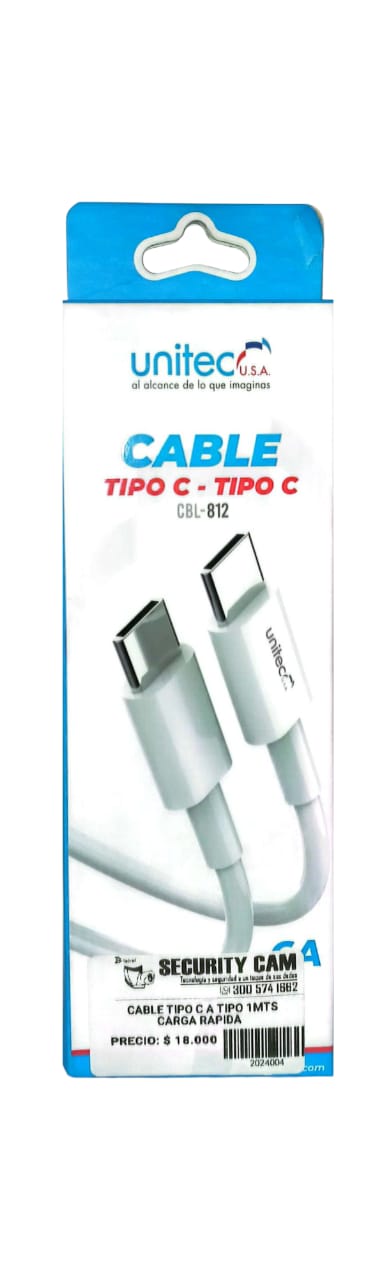 CABLE TIPO C A TIPO C 1MTS CARGA RAPIDA